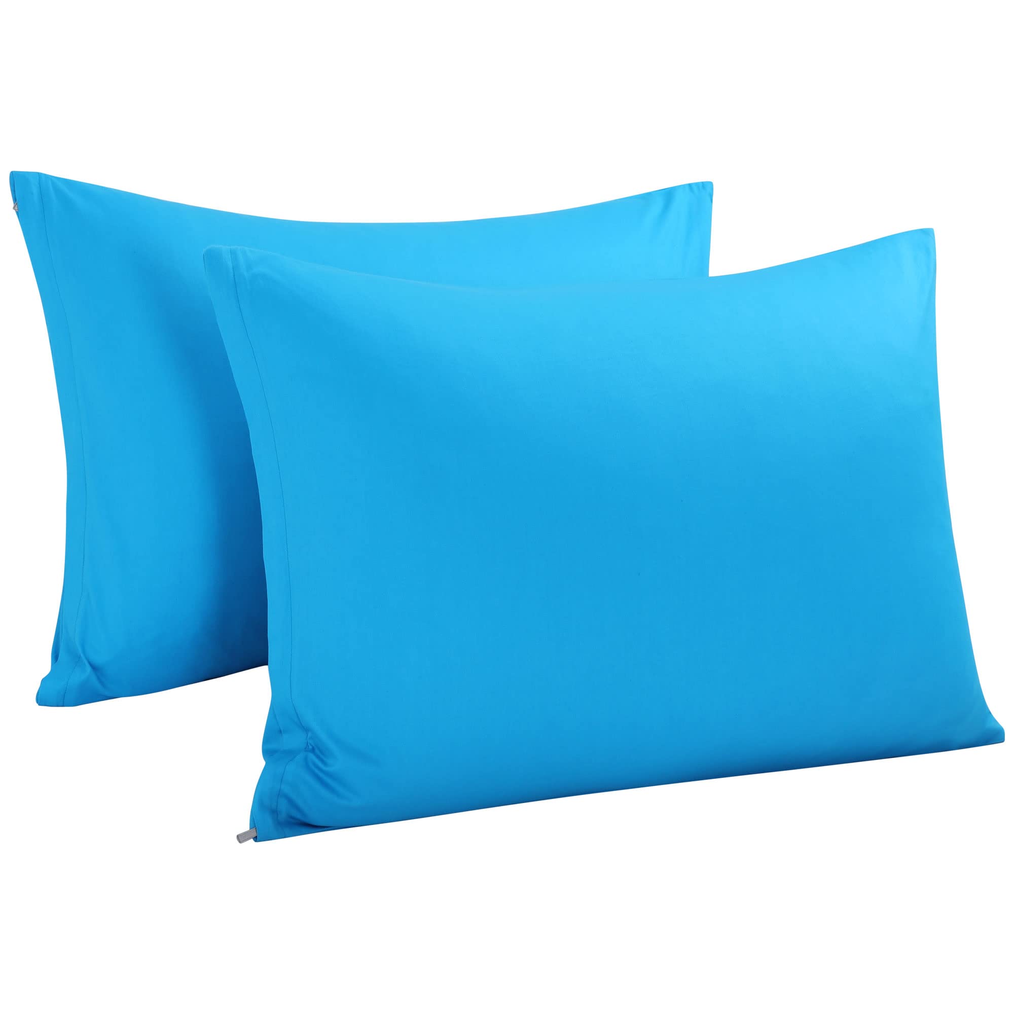 Uxcell Pillowcases Weave From 100% Egyptian Cotton, Breathable Soft Pillow Cases With Zipper Closure, 2 Pcs Blue Pillow Covers S