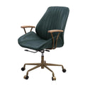 Acme Argrio Top Grain Leather Upholstered Swivel Office Chair in Dark Green