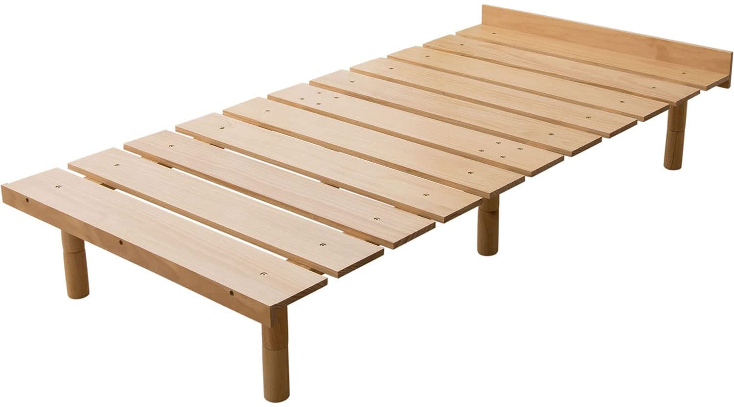 Emoor Wood Slatted Floor Bed Frame Osmos Twin For Japanese Futon Mattress Solid Pine (Earth-Natural), Height Adjustable (2/7/12In) Tatami Mat
