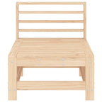 vidaXL Outdoor Wooden Patio Middle Sofa Sectional Couch - Solid Pine, Slatted Design, Brown Natural Pine, Dimensions: 22.6" x 25" x 23.6"