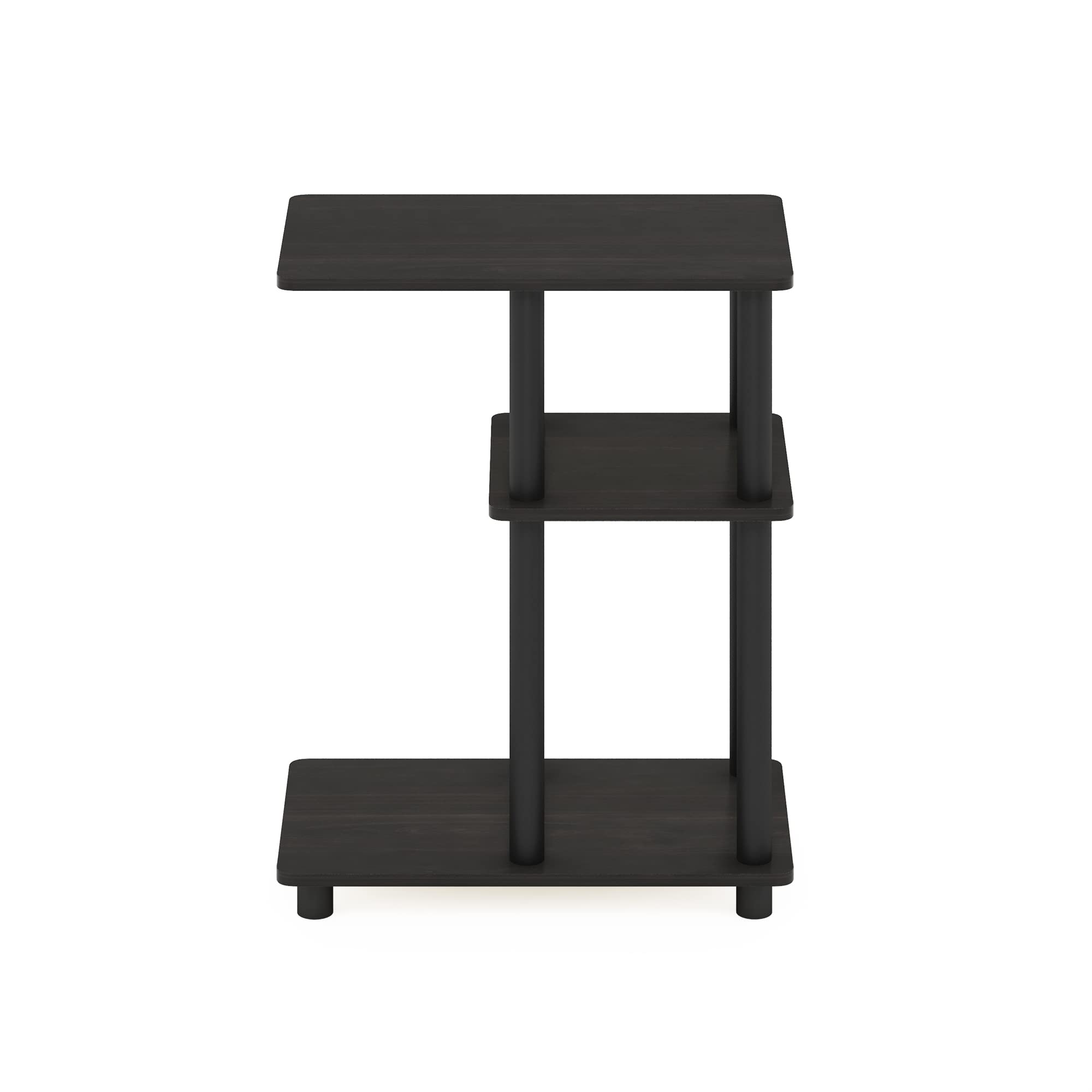 Furinno Turn-N-Tube C-Shape Sofa Side Table, Espresso/Black, Plastic Pole Without Caster