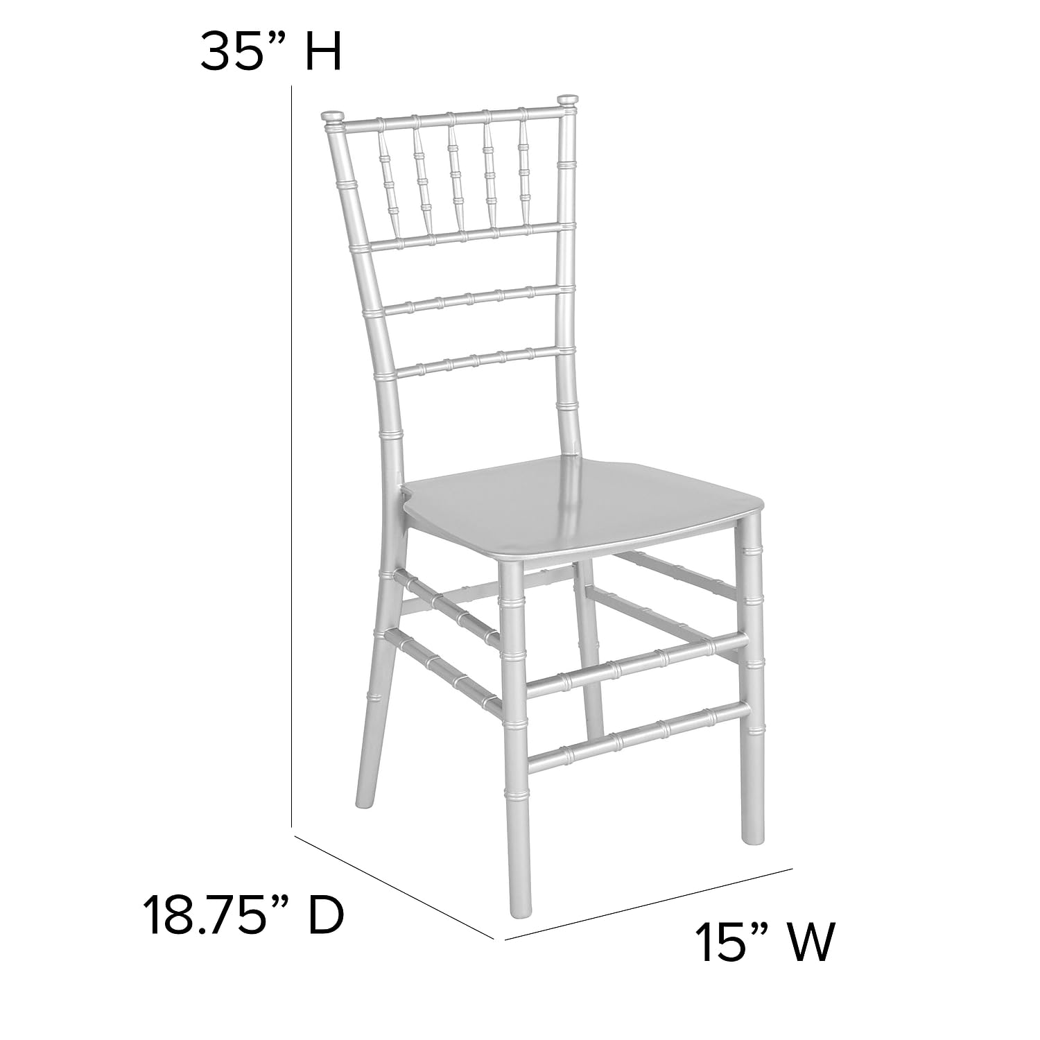 Flash Furniture Hercules Series Silver Resin Stacking Chiavari Chair