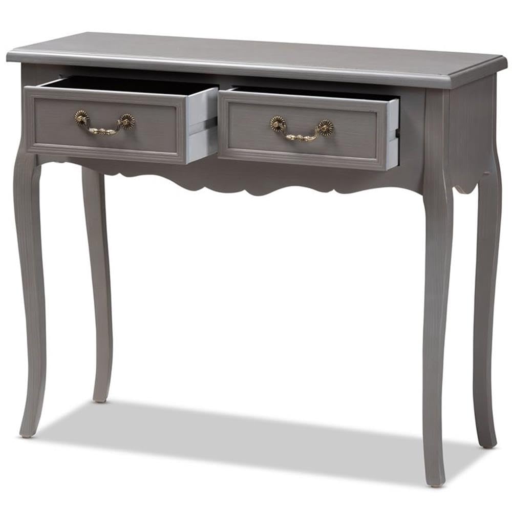 Baxton Studio Capucine 35 1/2&quot; Wide Gray Wood 2-Drawer Console Table