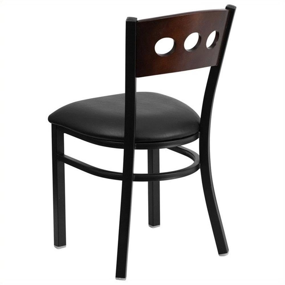 Flash Furniture Hercules Series Black 3 Circle Back Metal Restaurant Chair - Walnut Wood Back, Black Vinyl Seat