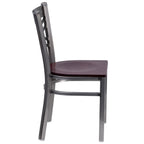 Flash Furniture Hercules Series Clear Coated ''X'' Back Metal Restaurant Chair - Mahogany Wood Seat