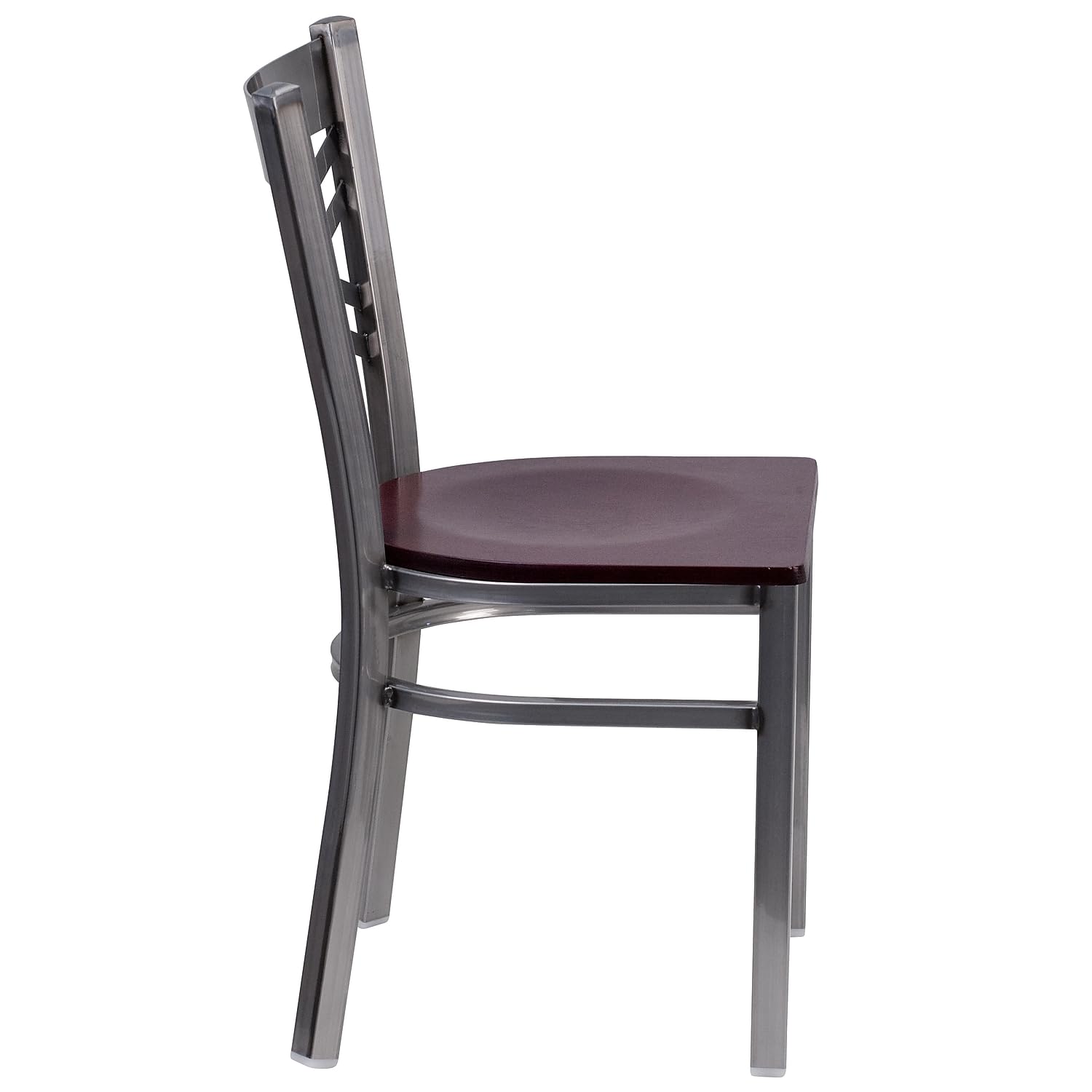 Flash Furniture Hercules Series Clear Coated ''X'' Back Metal Restaurant Chair - Mahogany Wood Seat