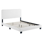 Modway Celine Channel Tufted Performance Velvet Queen Platform Bed in White
