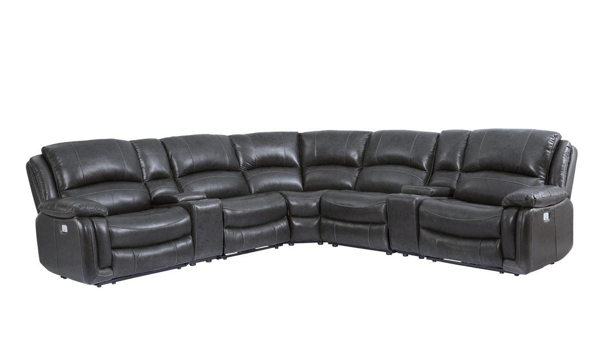 Steve Silver Denver 7 Piece Charcoal Leather Power Reclining Sectional