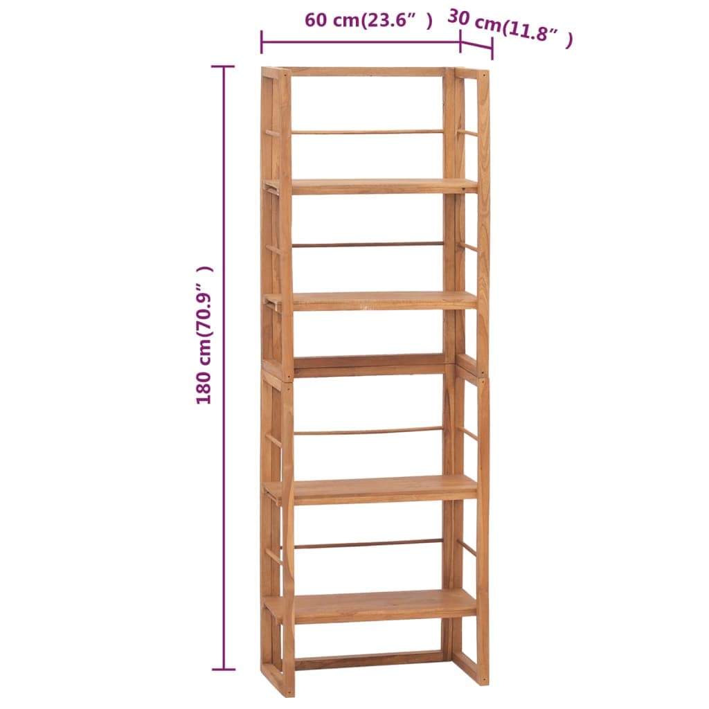 vidaXL Shelving Unit - Solid Teak Wood - Adjustable Shelves - Easy Assembly - Safe and Sturdy - 23.6&quot;x11.8&quot;x70.9&quot;