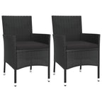 vidaXL 3-Piece Patio Bistro Set - Black Poly Rattan with Cushions, Powder-Coated Steel Frame, Suitable for Outdoor, Garden, Deck