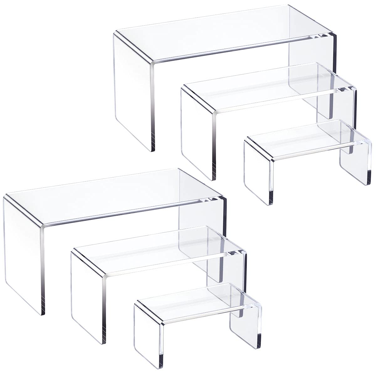 HIIMIEI Acrylic Risers for Display Clear 3-Tier Risers Stands Showcase for Amiibo Funko Pop Figures, Dessert, Jewelry-8.4''x 6.3