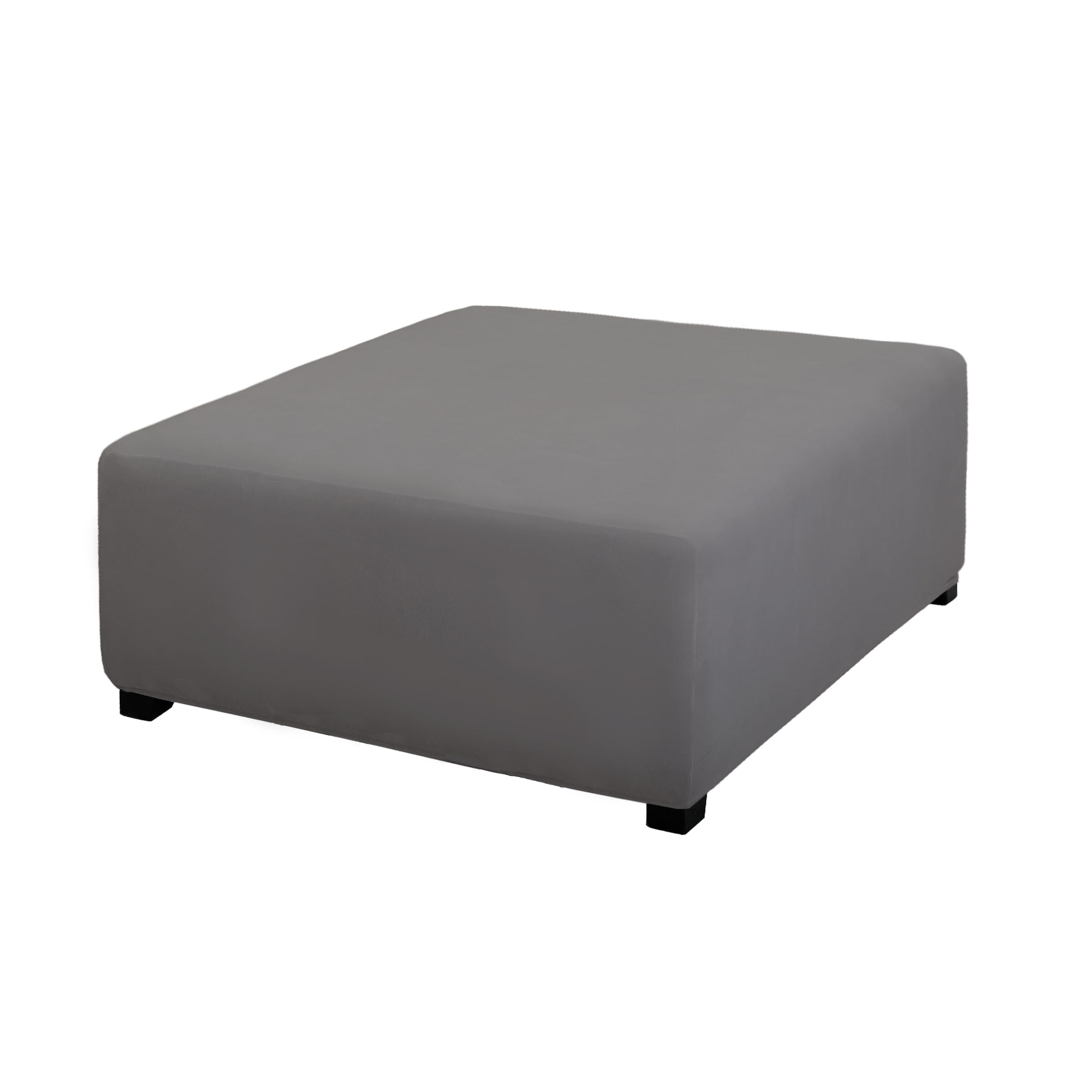 Purefit Super Stretch Form Fit Square Ottoman Cover Rectangle - Ottoman Slipcovers For Foot Stool & Folding Storage Furniture For Living Room With Nonslip Elastic Bottom (Medium-Xl, Gray)