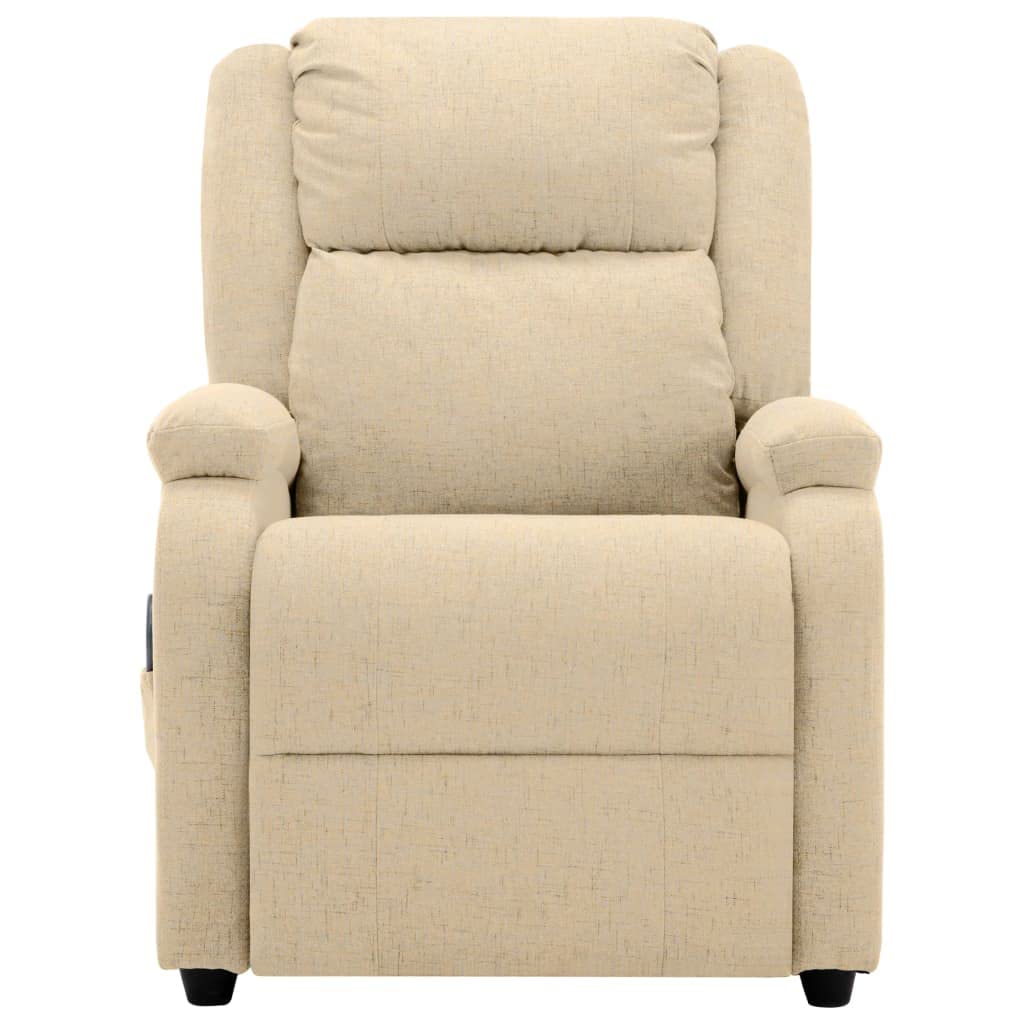vidaXL Massage Recliner Chair, Comfortable and Adjustable with Vibration Massage- Cream Polyester Fabric Upholstery with Side Pocket