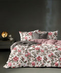 Laying Style 350Tc Floral Cotton Feel Ac Comforter Set King Size Double Bed With 1 Flat Bedsheet With 2 Pillow Covers, 4 Pieces 