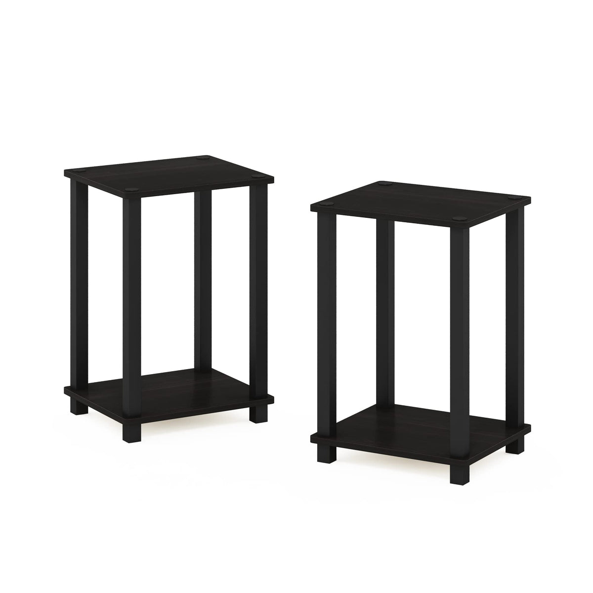 Furinno Simplistic End Table, 2-Pack, Espresso/Black