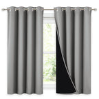 Nicetown 100% Blackout Curtains With Black Liners, Thermal Insulated Full Blackout 2-Layer Drapes, Noise Cancellation Window Dra
