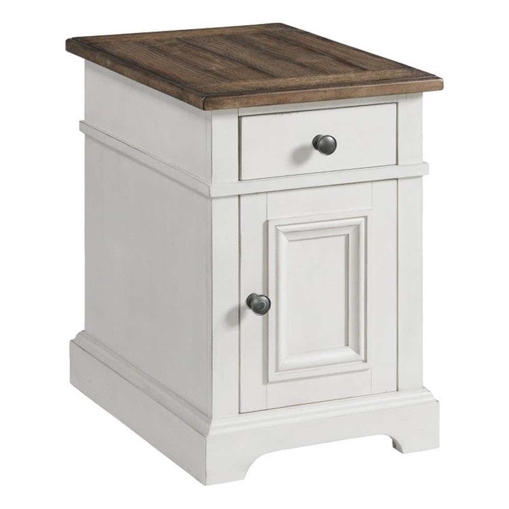 Intercon Drake 24&quot; Cabinet and Drawer, Rustic White & French Oak Side and End Tables