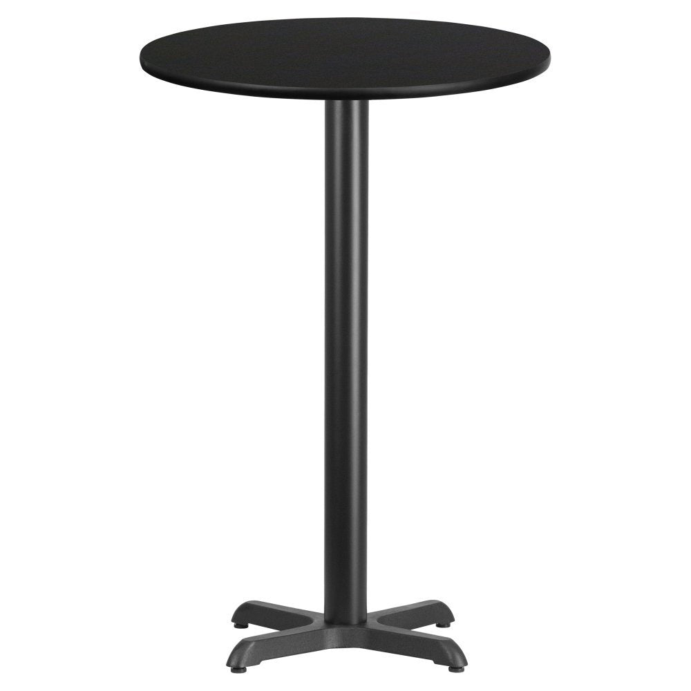 Flash Furniture Stiles 24'' Round Black Laminate Table Top with 22'' x 22'' Bar Height Table Base
