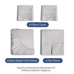 Extra Deep Pocket Cal King Sheets - 4 Piece Breathable & Cooling Bed Sheets - Hotel Luxury Sheet Set - Soft, Wrinkle Free & Comfy - Easily Fits Extra Deep Mattresses - Deep Pocket Light Grey Sheets