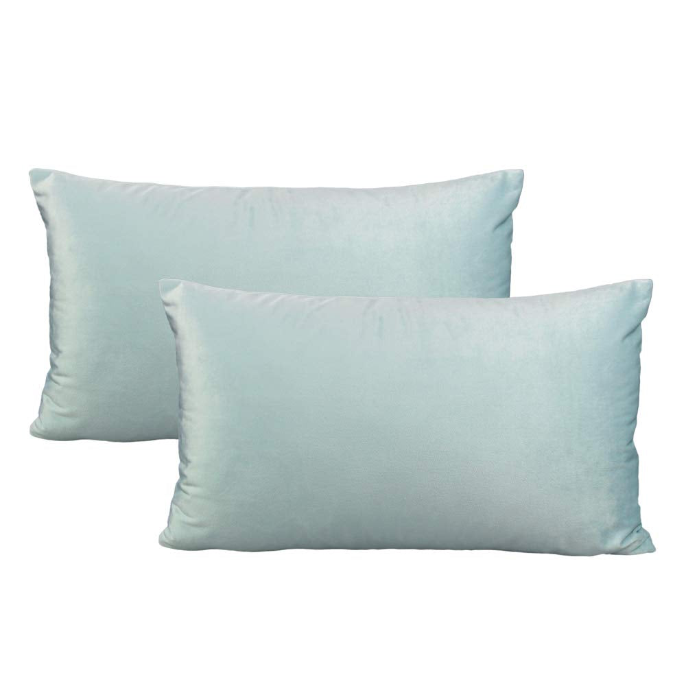 Light Blue Lumbar Velvet Soft Solid Throw Pillow Cases Decorative Rectangle Cozy Cushion Covers Home Decor For Living Room Couch