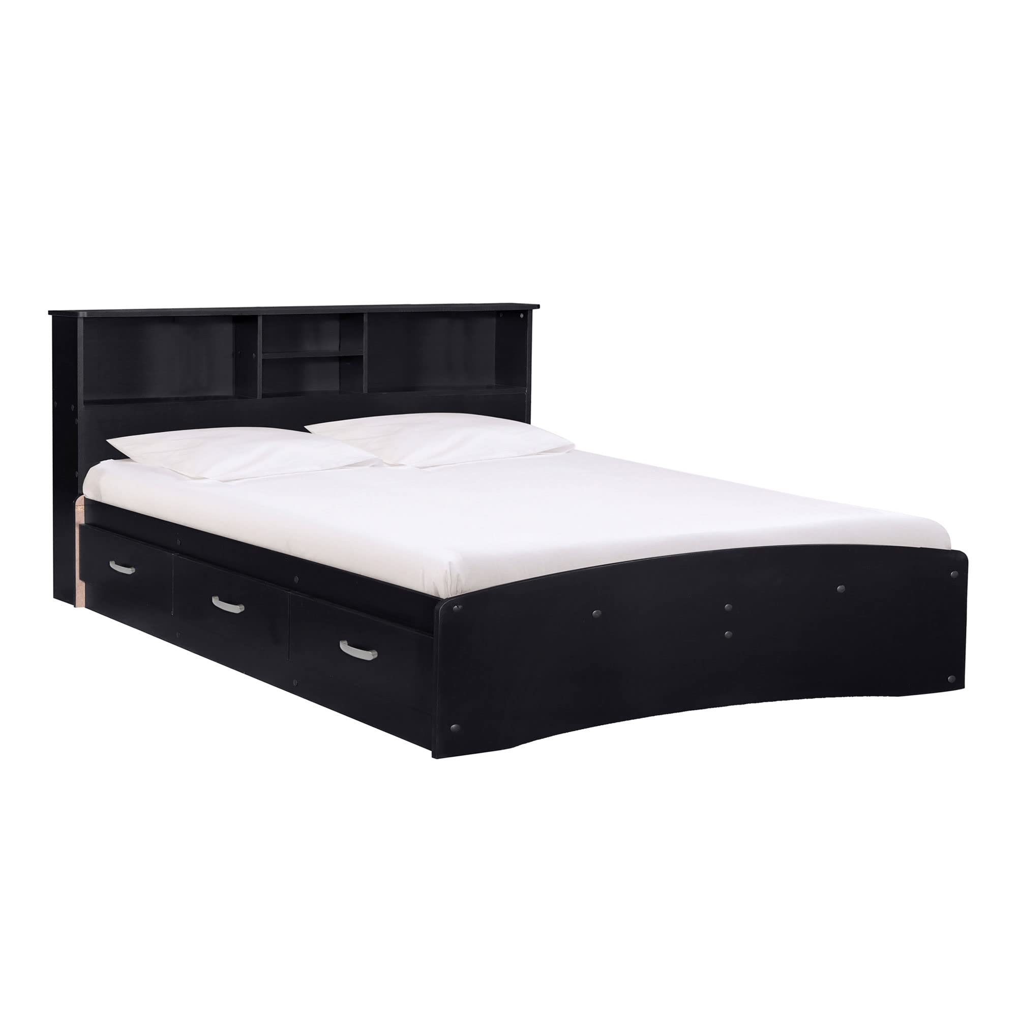 Better Home Products California Wooden Queen Captains Bed in Black