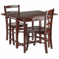 Taylor Drop Leaf Table Set: Versatile Dining & Gaming Solution | Solid Wood Construction | Walnut Finish | Includes Table & 2 Ladder Back Chairs