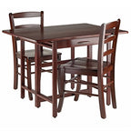 Taylor Drop Leaf Table Set: Versatile Dining & Gaming Solution | Solid Wood Construction | Walnut Finish | Includes Table & 2 Ladder Back Chairs