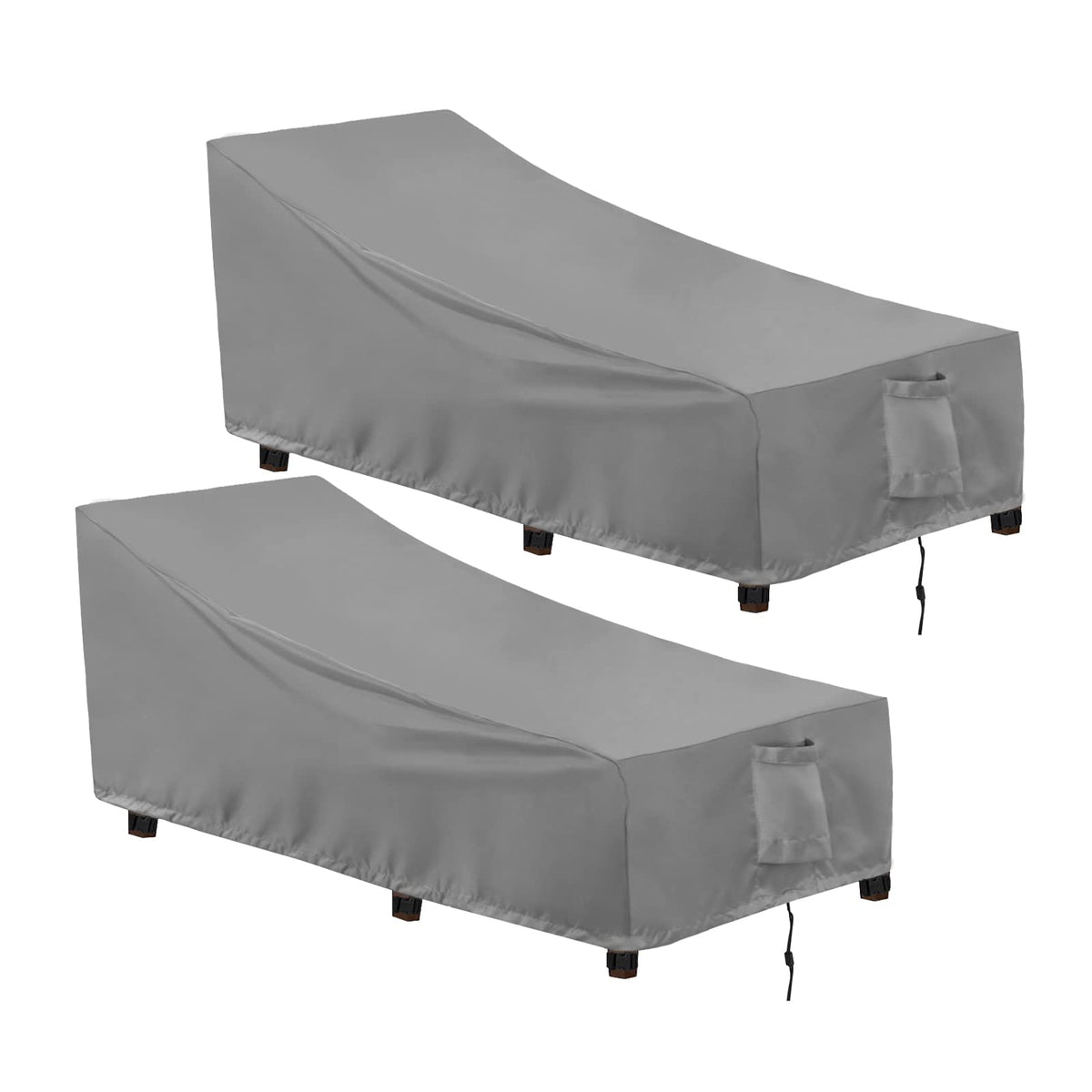 Outdoorlines Outdoor Waterproof Patio Chaise Lounge Chair Cover - Uv Resistant Lounger Covers Heavy Duty Weatherproof Patio Sofa Furniture Covers, 2 Packs, 64Wx28Dx30H Inches, Gray