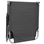 vidaXL Foldable Sunlounger in Gray - Adjustable Backrest and Resistant Oxford Fabric for Comfort, Outdoor Sun Bed with a Durable Powder-Coated Steel Frame, Portable and Easy Storage