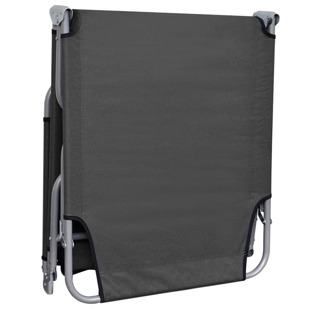 vidaXL Foldable Sunlounger in Gray - Adjustable Backrest and Resistant Oxford Fabric for Comfort, Outdoor Sun Bed with a Durable Powder-Coated Steel Frame, Portable and Easy Storage