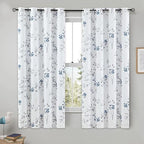 Beauoop Farmhouse Floral Blackout Curtain - Thermal Insulated Noise Reducing Drapes For Bedroom/Living Room, Grommet Top, Set Of