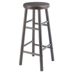 Winsome Shelby 2-Piece Swivel Bar Stools, 30 in, Oyster Gray, Solid Wood