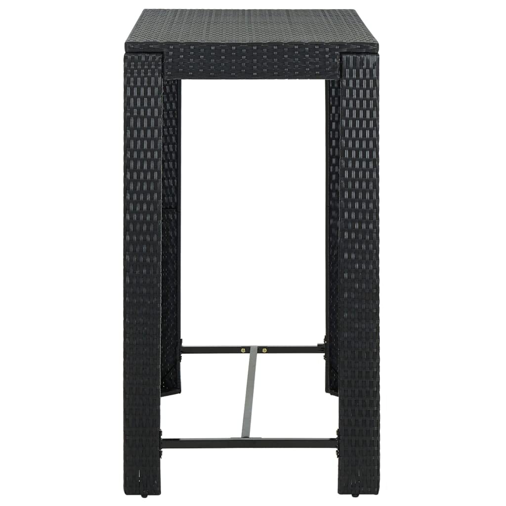 vidaXL Black Patio Bar Table, 39.4&quot;x23.8&quot;x43.5&quot;, Indoor-Outdoor Use, Durable PE Rattan Construction, Sturdy Powder-Coated Steel Frame, Modern Design Garden Furniture