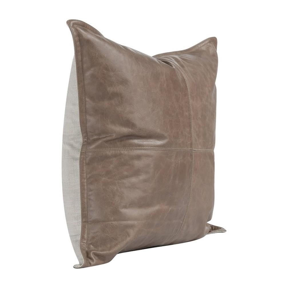 Kosas Home Cheyenne 22X22 Genuine Leather Throw Pillow In Taupe Brown