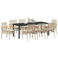 vidaXL Garden Dining Set 9 pcs Beige and Black Rattan
