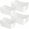 Peohud 4 Pack White Plastic Storage Bins, Pantry Organizer Bin with Handles, Open Storage Organizing Bins for Classroom, Office,