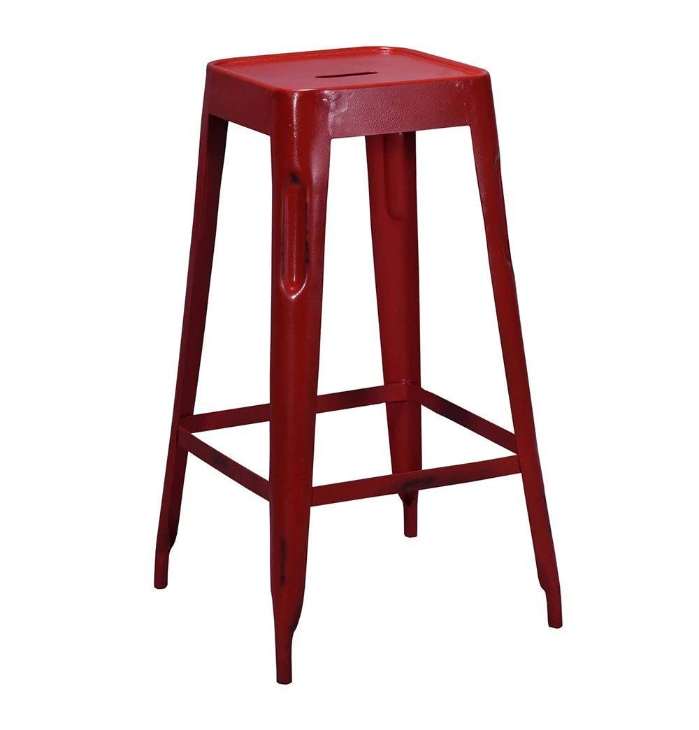 Death by Modernism Tolix Style Bar Stool Red - Iron - Reproduction