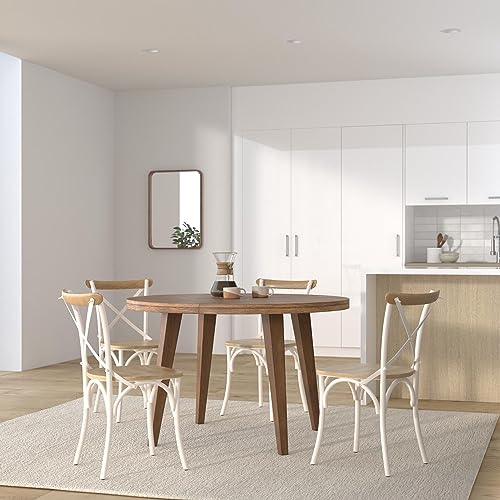 vidaXL Set of 4 White Solid Mango Wood Cross Back Chairs