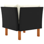 vidaXL Black Corner Sofa with Cream White Cushion in Poly Rattan and Solid Eucalyptus Wood - Modular, Easy-to-Clean, Comfortable and Sturdy Construction for Indoor and Outdoor use