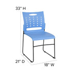Flash Furniture Hercules Series 881 Lb. Capacity Blue Sled Base Stack Chair With Air-Vent Back