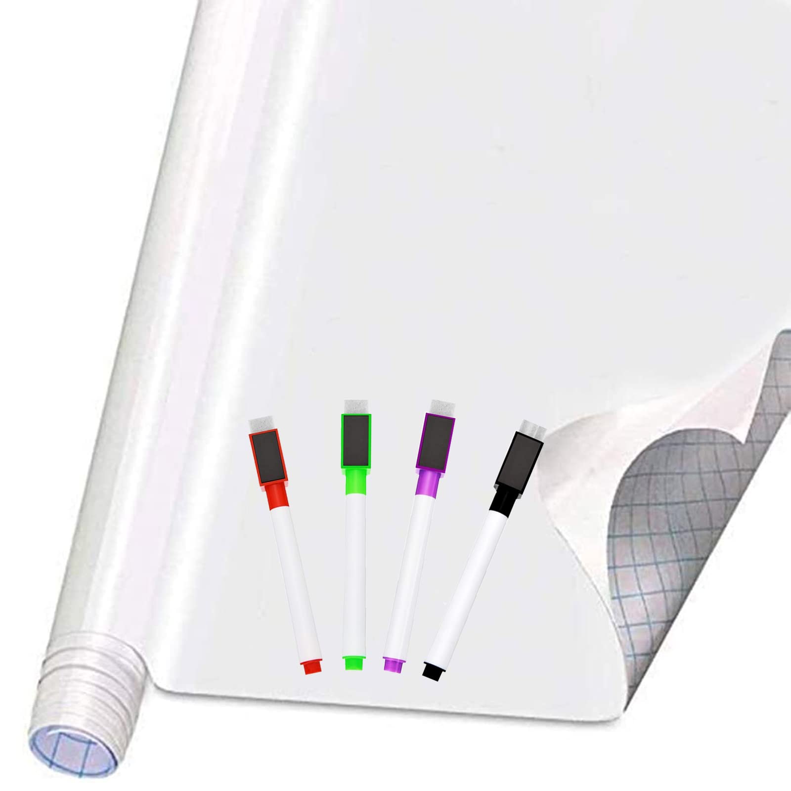 Self Adhesive White Board Paper - Dry Erase Wall Stickers Roll 17.7' X 78.7' (6.5 Feet) Message Board Wallpaper Decal For Scho
