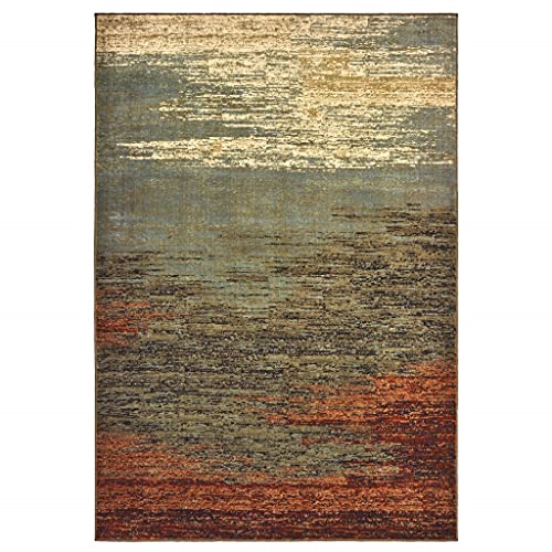 HomeRoots Polypropylene 3’x5’ Blue and Brown Distressed Area Rug