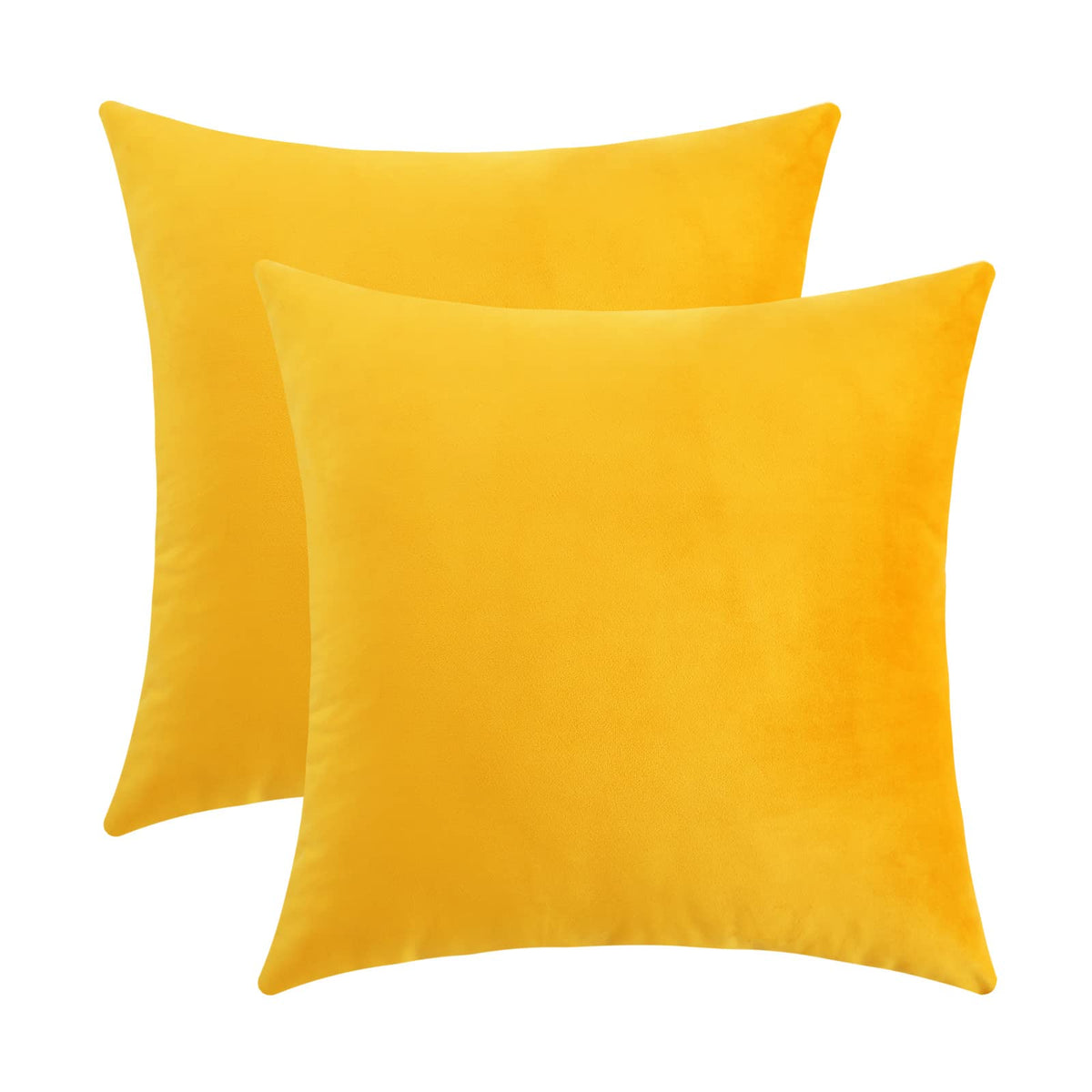 Jeneoo Comfy Soft Thick Velvet Throw Pillow Cases for Sofa Couch, Decorative Solid Square Cushion Covers for Bedroom Car (Mustar