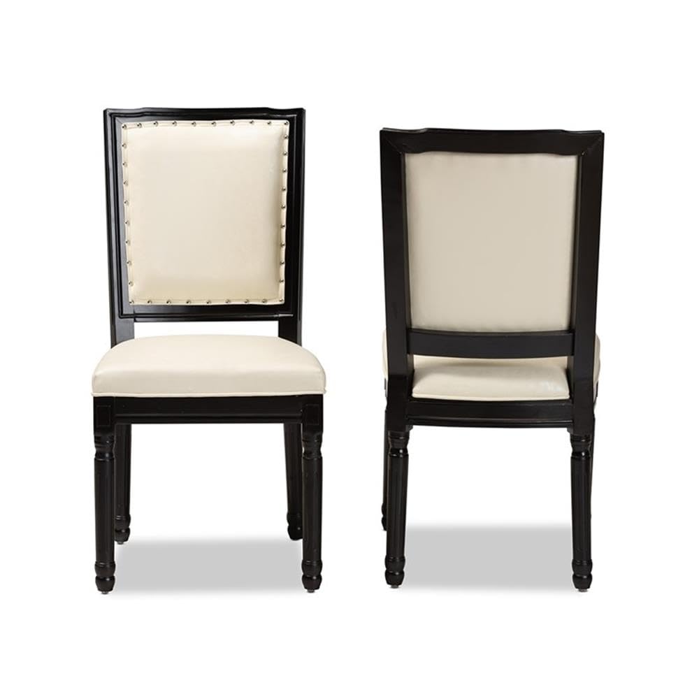 Baxton Studio Louane Beige and Black Finished Wood 2-Piece Dining Chair Set