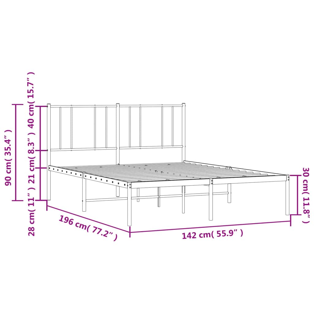 vidaXL 12 Inch Full Metal Bed Frame with Headboard, No Box Spring Needed, Noise Free Platform Bed Frame with Steel Slats, Easy Assembly, Under Bed Storage, Minimalist, White