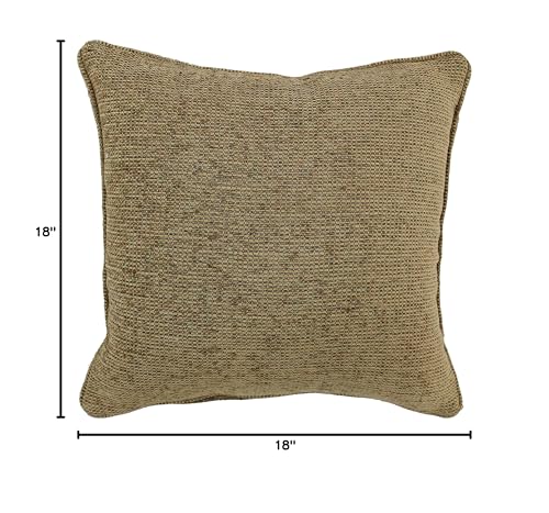 Blazing Needles Corded Square Jacquard Chenille Throw Pillow, 18&quot;, Macaroon