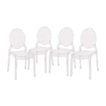 Flash Furniture Set of 4 Extra Wide Resin Ghost Chairs with 700 LB. Weight Capacity - Clear Kitchen and Dining Room Chair - Acry