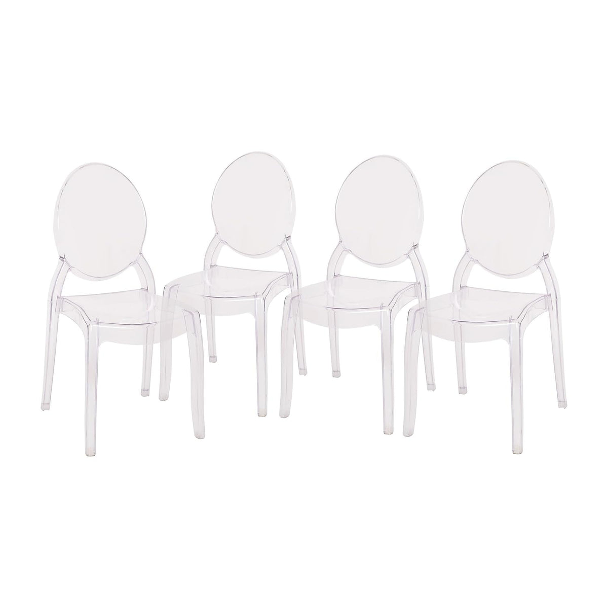 Flash Furniture Set of 4 Extra Wide Resin Ghost Chairs with 700 LB. Weight Capacity - Clear Kitchen and Dining Room Chair - Acrylic Event Chair for Indoor/Outdoor Use