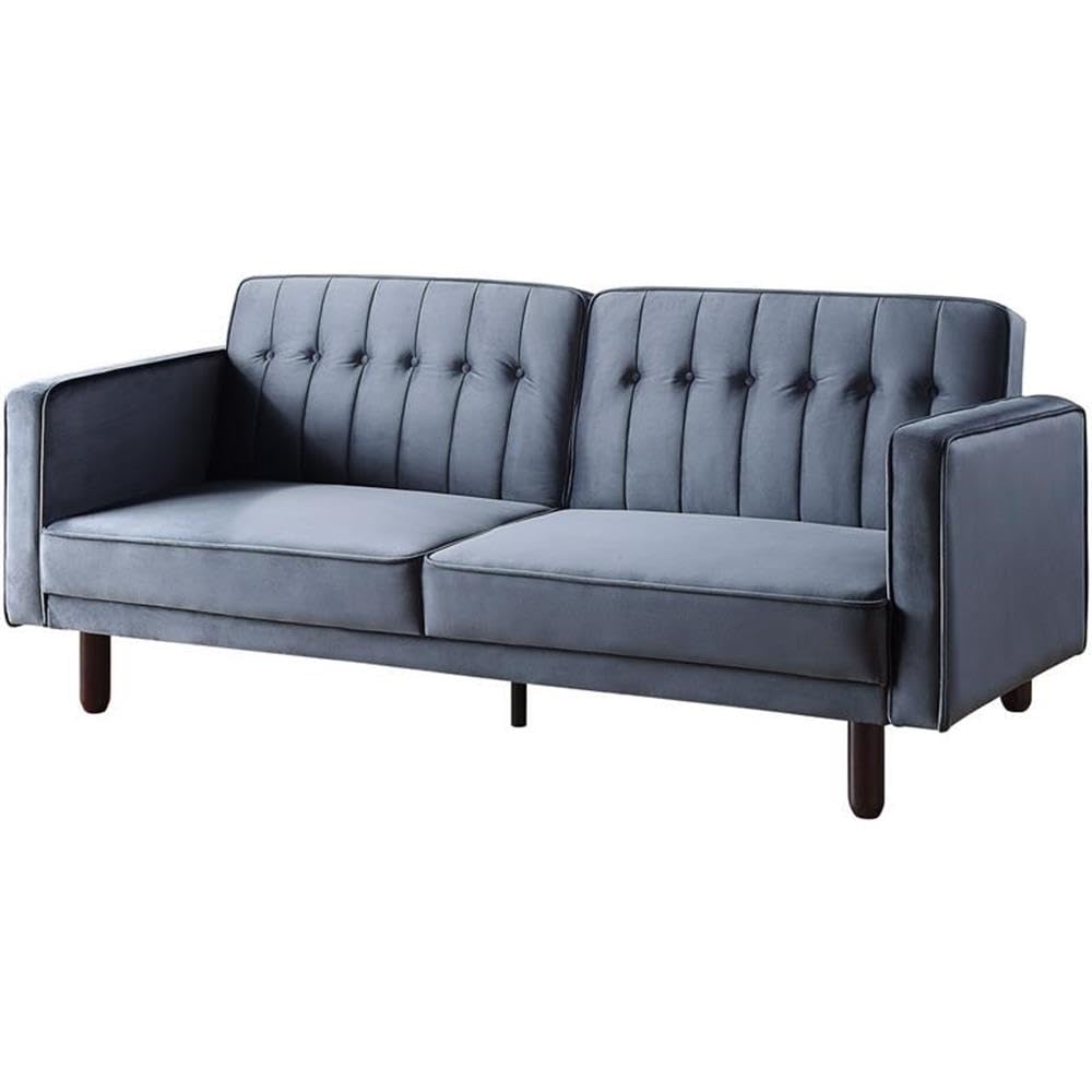 Acme Qinven Tufted Velvet Upholstery Adjustable Sofa with Track Arm in Dark Gray