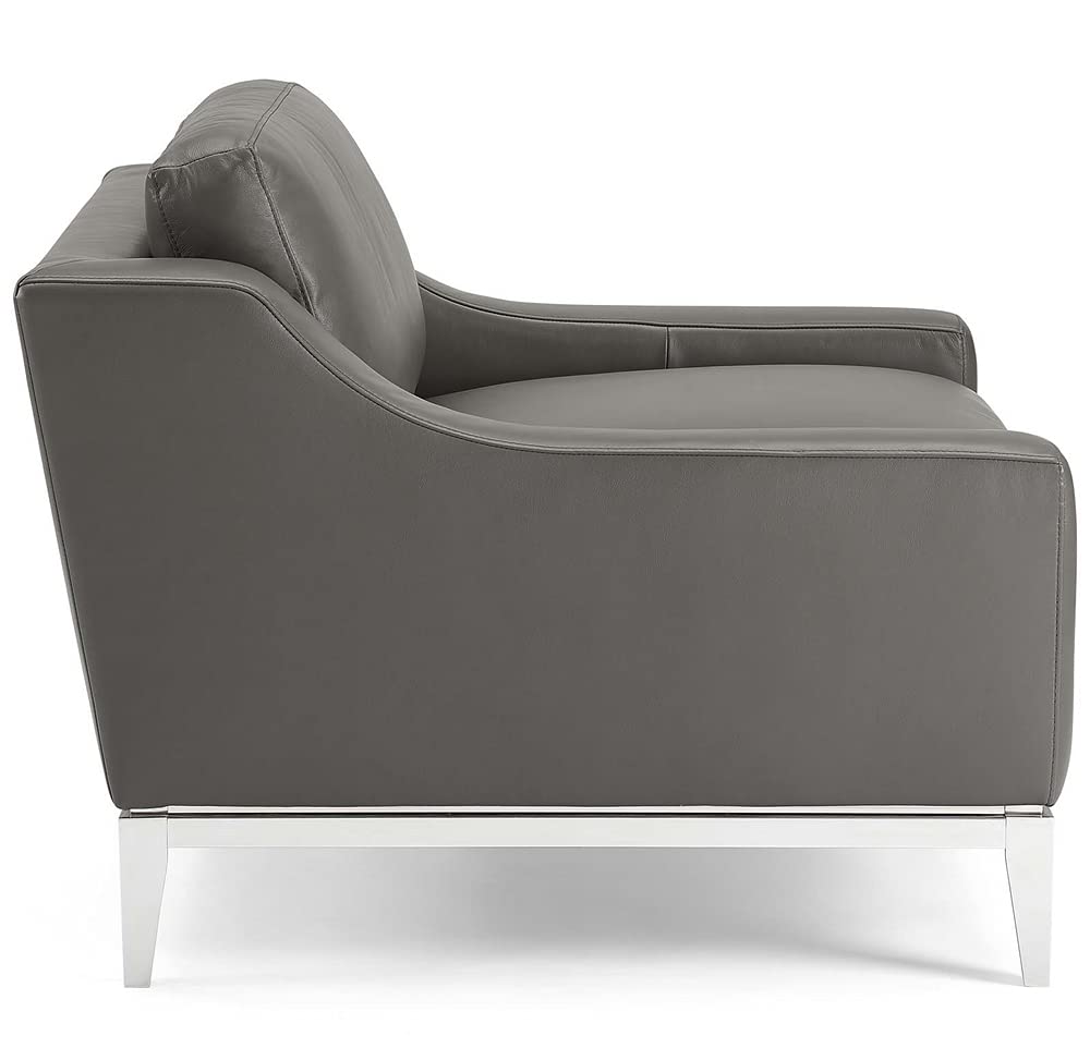 Modway Harness Stainless Steel Base Leather Armchair, Gray